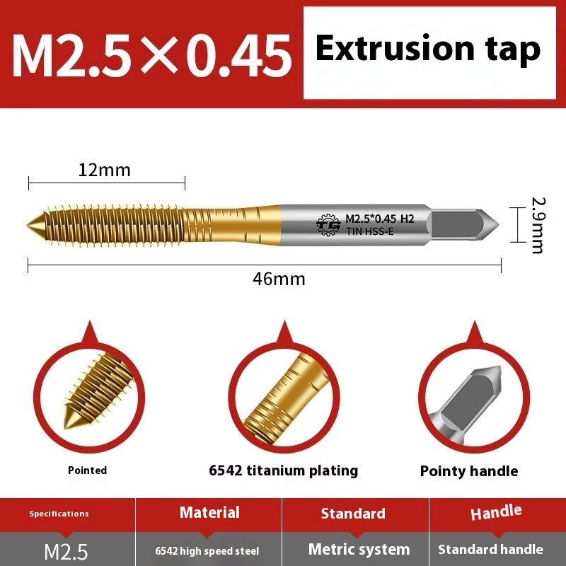 1100-6542 Titanium Plated Cobalt Extruded Tap Extruded Tapping Machined Chipless Tapping M3M4M6M8M10M12 Shandong Denso Pricision Tools Co.,Ltd.